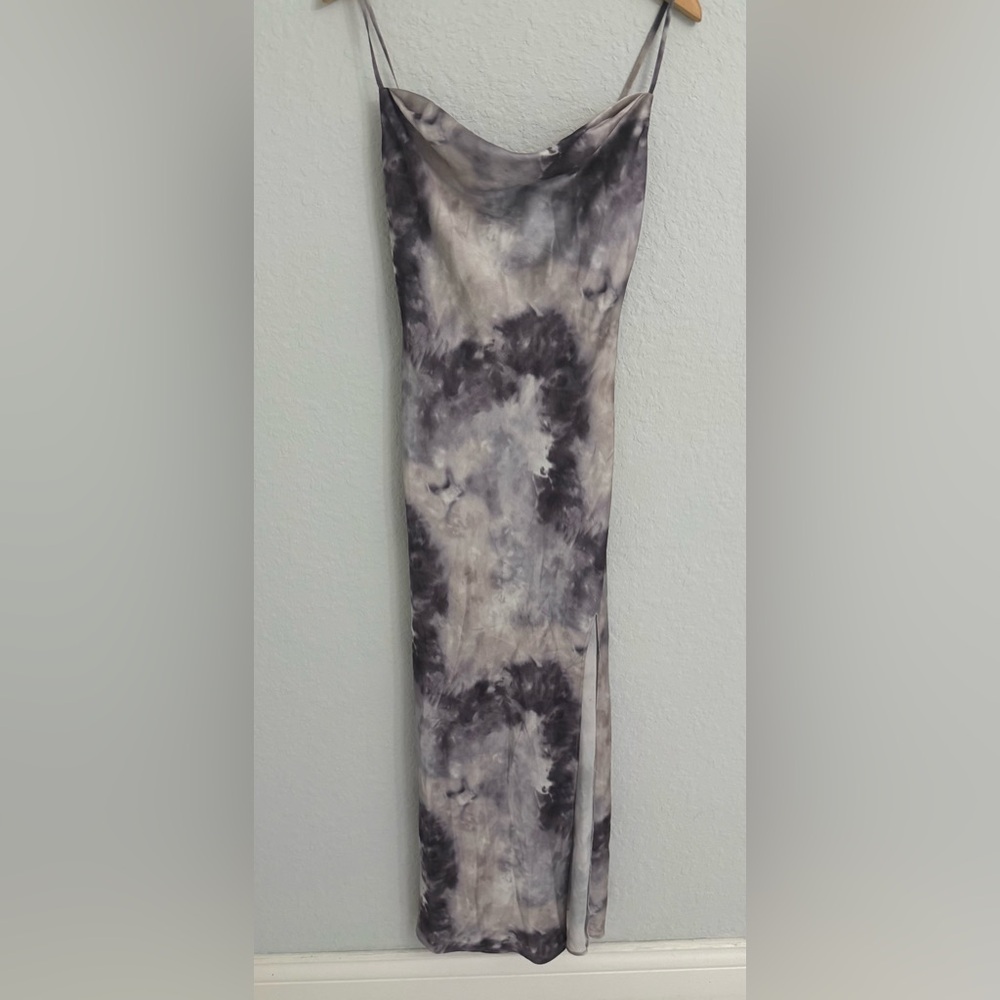 Super Down Womens Spaghetti Strap Sleeveless Long Dress Silver/Gray/Black Sz XS